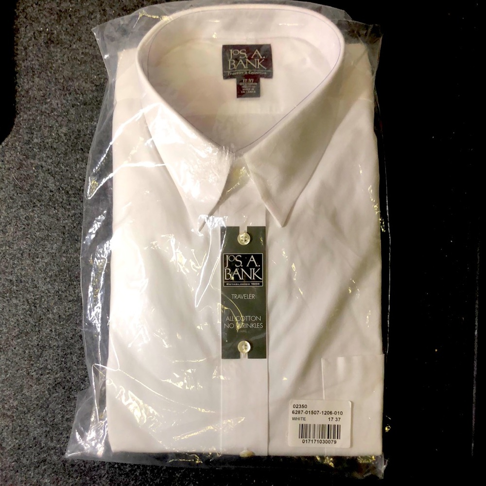 Jos. A. Bank, Mens white Dress shirt  new  size 17-37